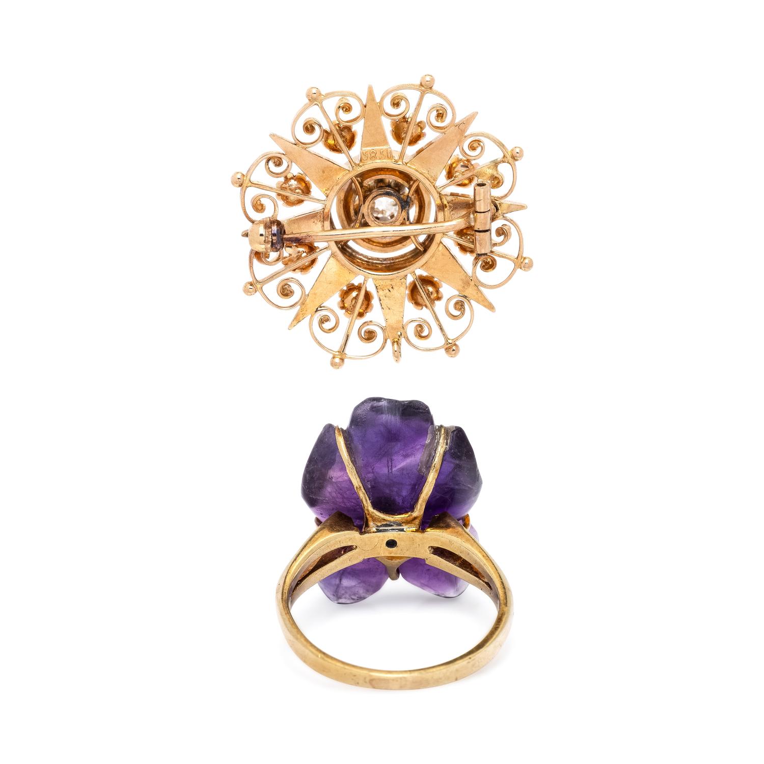 DIAMOND BROOCH AND RING