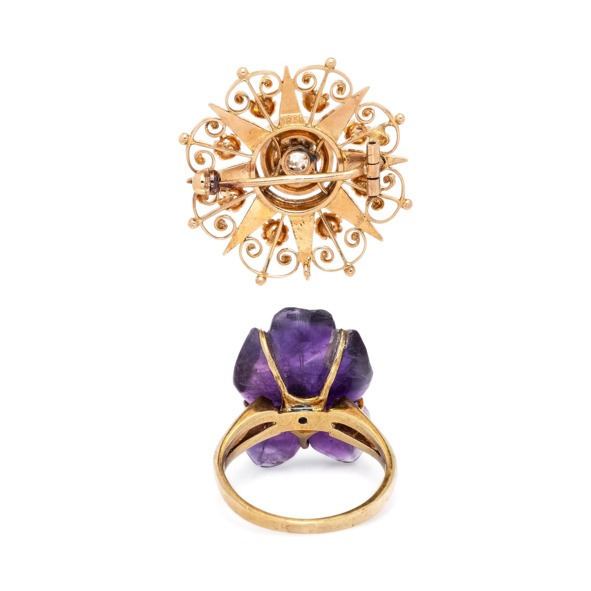 DIAMOND BROOCH AND RING