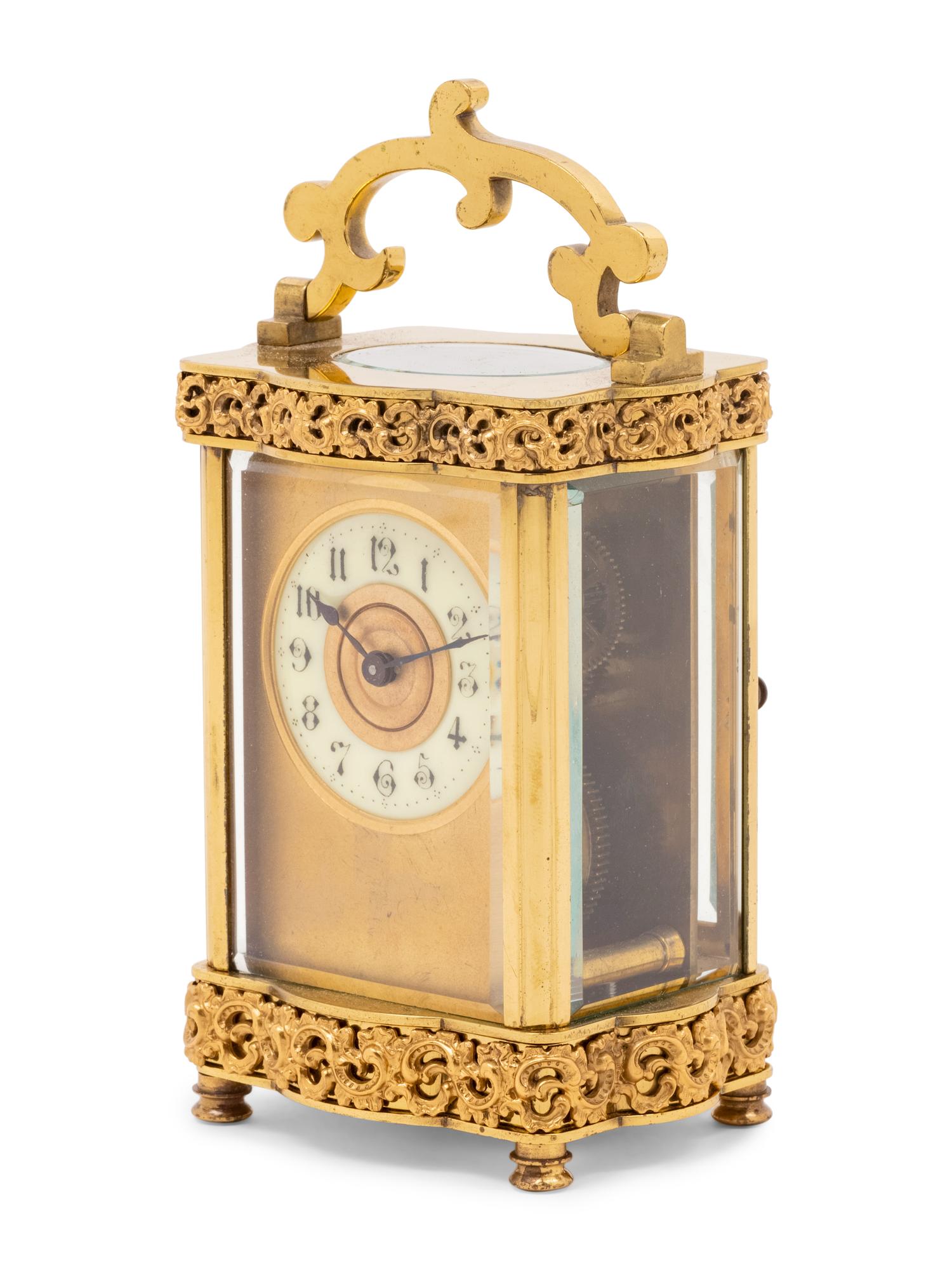 A French Gilt Metal Carriage Clock