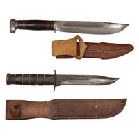 Lot of 5 WWII Fighting Knives including: USN Mark I, Sykes Fairbairn, USMC Ka-Bar, Phillippine Punal, Czech bayonet, and Theater Knife