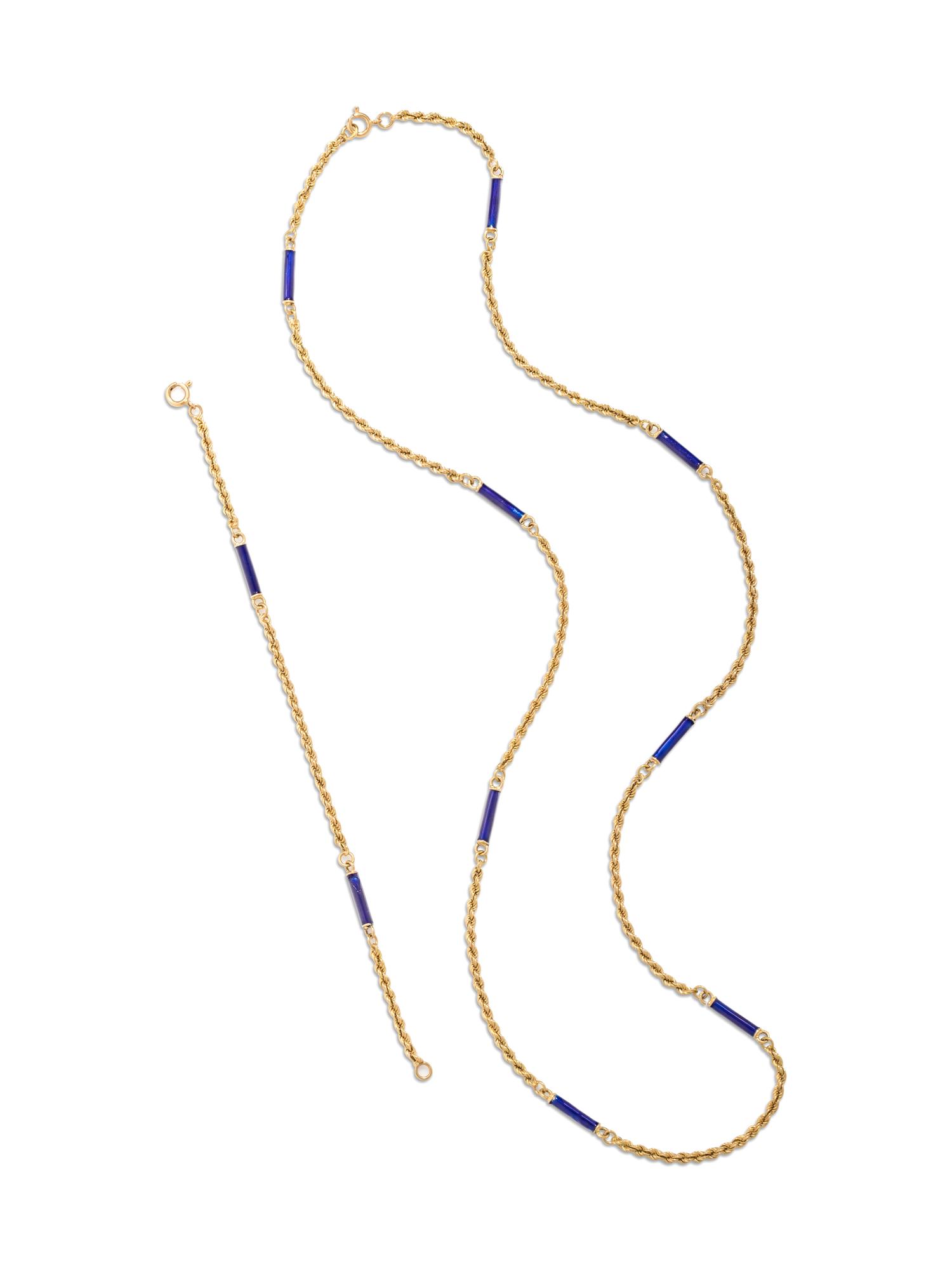 YELLOW GOLD AND ENAMEL SET