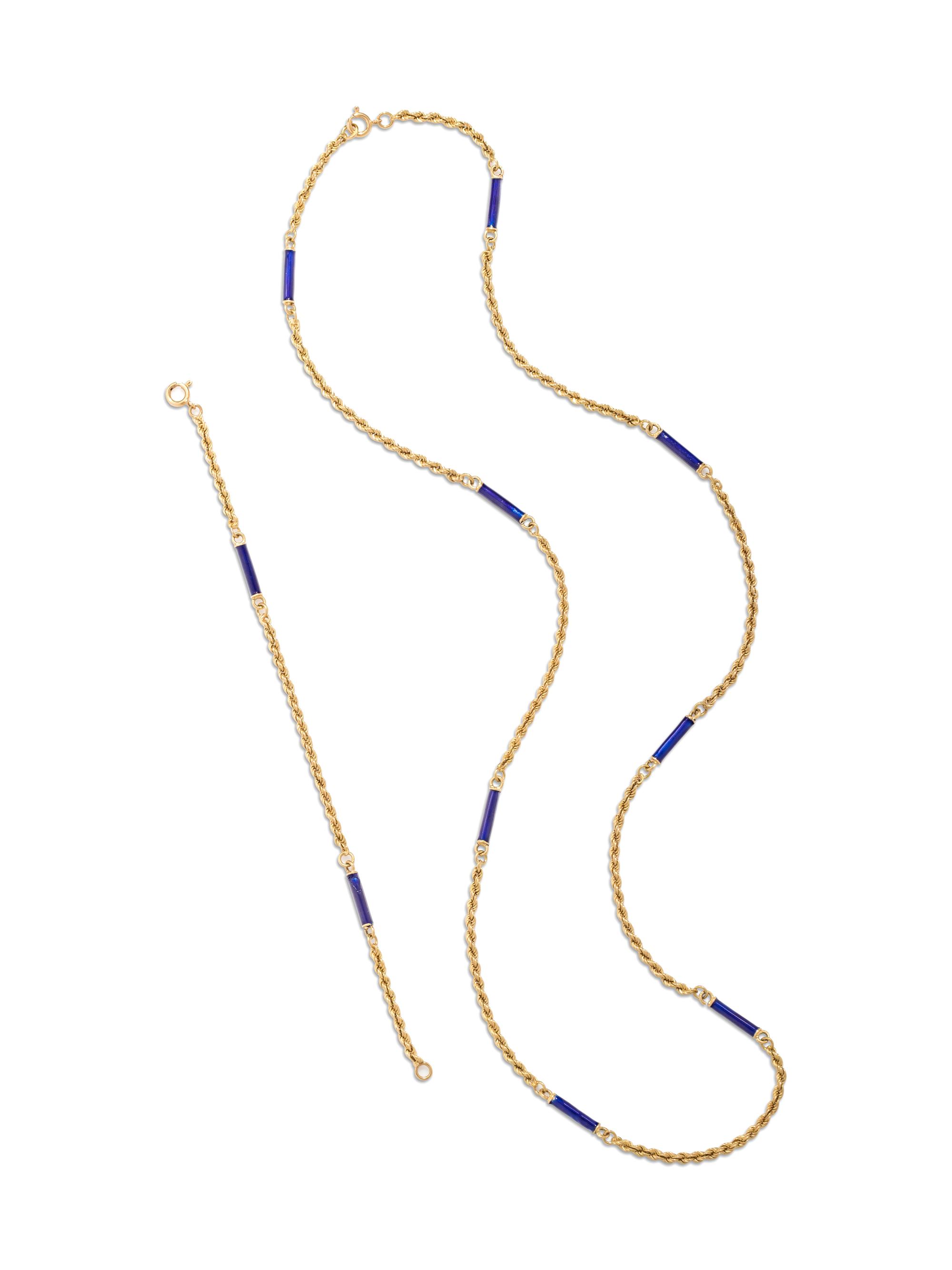 YELLOW GOLD AND ENAMEL SET
