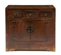 A Chinese Painted Cabinet Height 38 1/4 x width 43 1/8 x depth 21 3/8 inches. — 19TH/20TH CENTURY