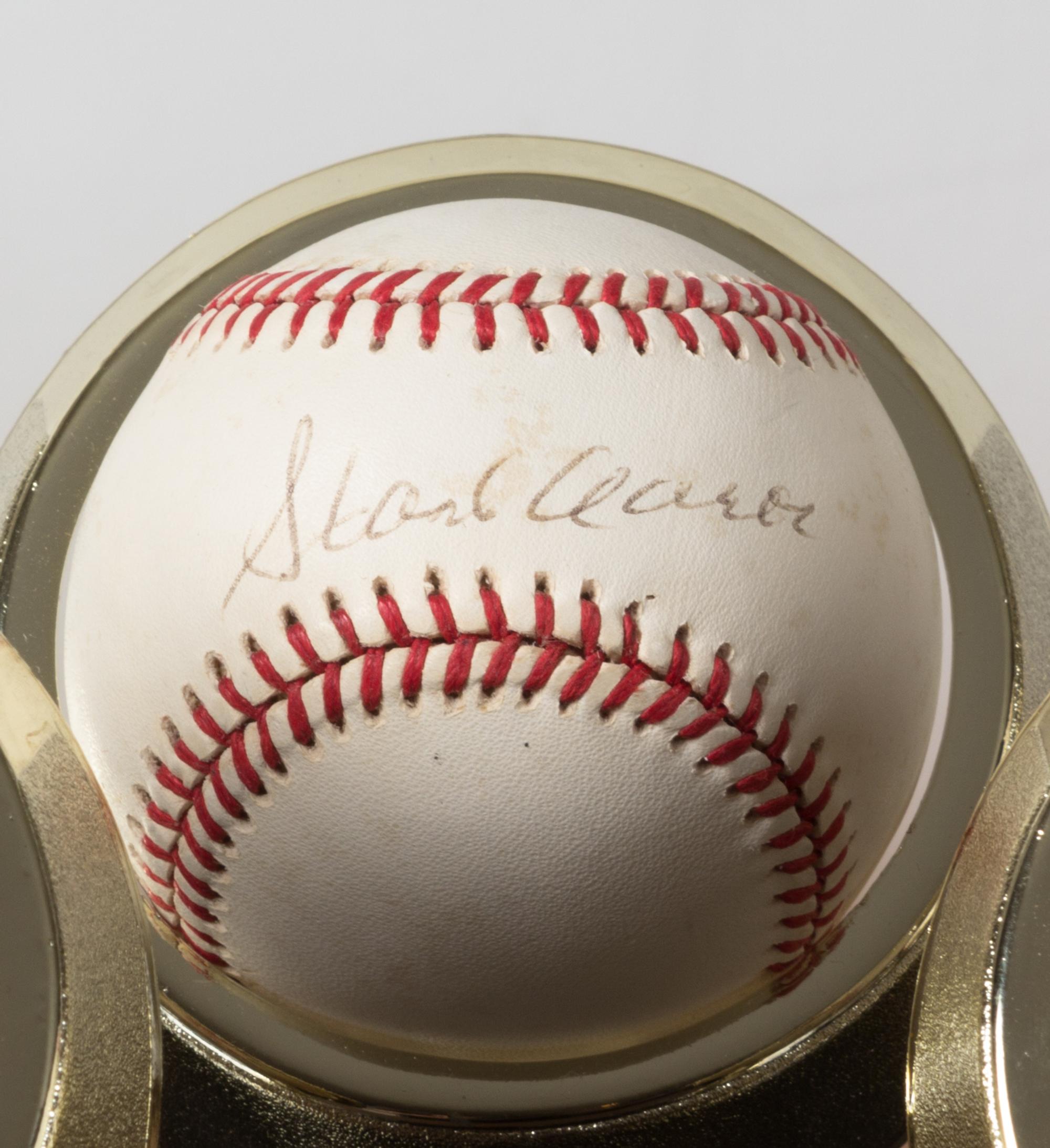 A Collection of Eleven 500 Home Run Club Autographed Baseballs Height of display case 9 inches x width 36 1/2 x depth 10 inches.