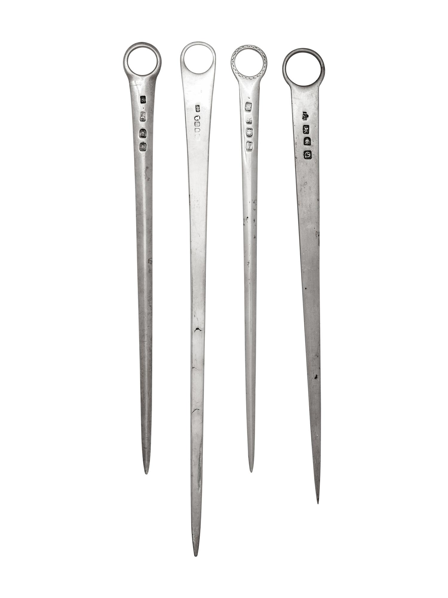 A Group of Four George III Silver Meat Skewers