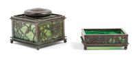 Tiffany Studios, EARLY 20TH CENTURY, a group of two Grapevine pattern desk articles, comprising an inkwell and small box