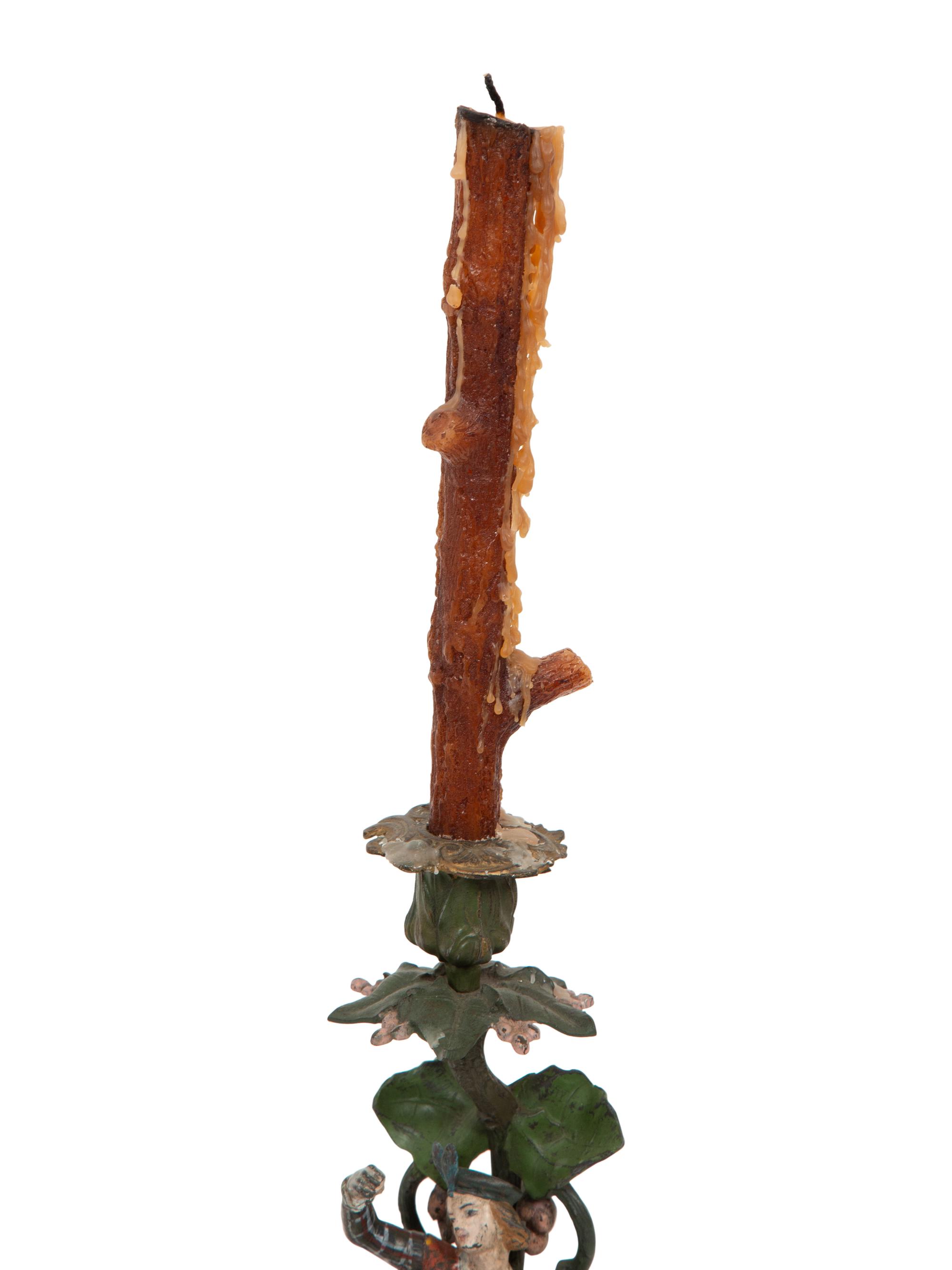 Two Pairs of Cast Metal Candlesticks