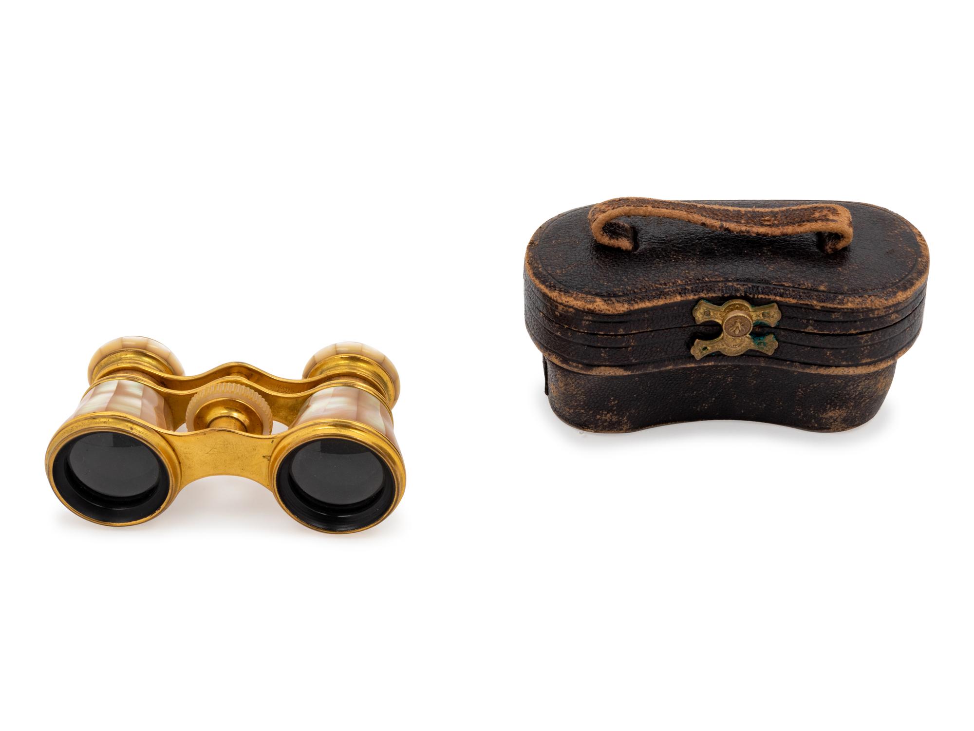 A Pair of French Mother-of-Pearl Veneered Opera Glasses