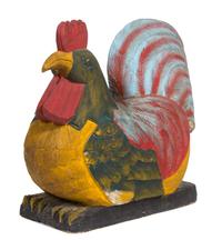 A South Eastern Asian Painted Wood Model of a Hen Height 22 x width 22 x depth 9 inches. — 20TH CENTURY