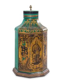 A Tole Painted Chinoiserie Covered Jar