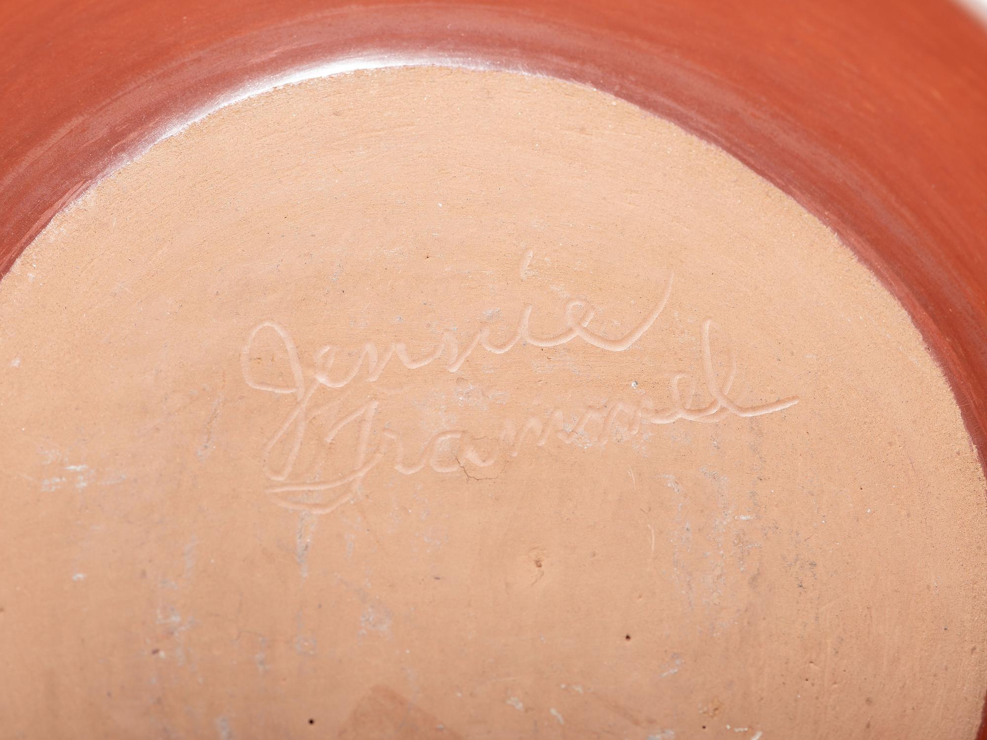 Carved Redware Pottery Bowl