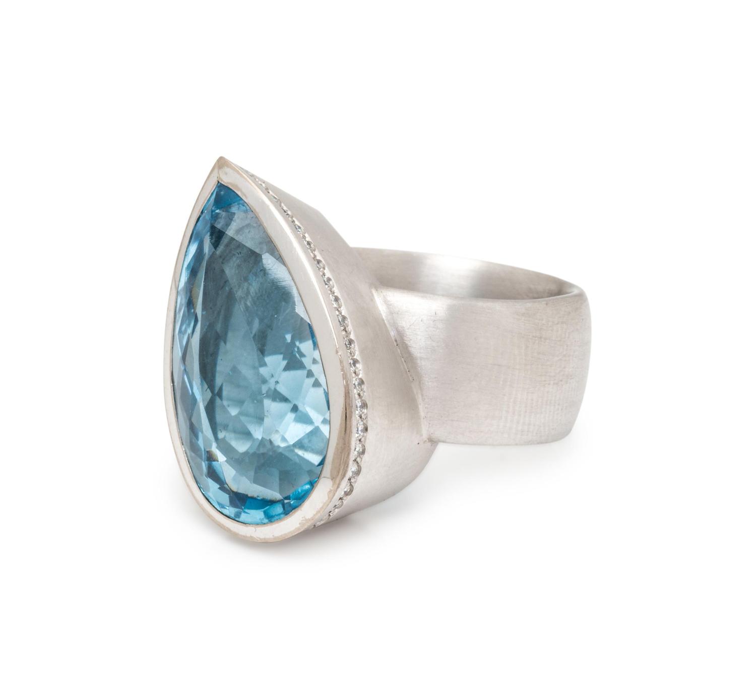 BLUE TOPAZ AND DIAMOND RING
