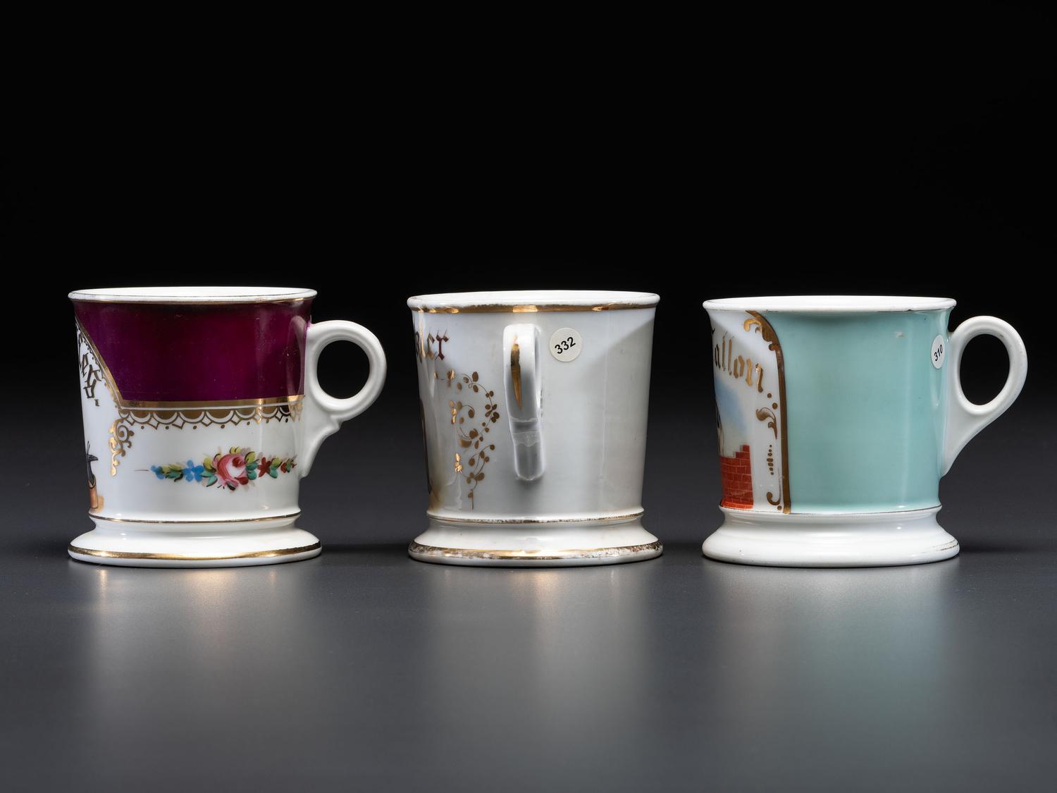 Three Porcelain Occupational Shaving Mugs
