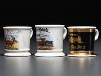 Three Railroad Worker's Porcelain Occupational Shaving Mugs