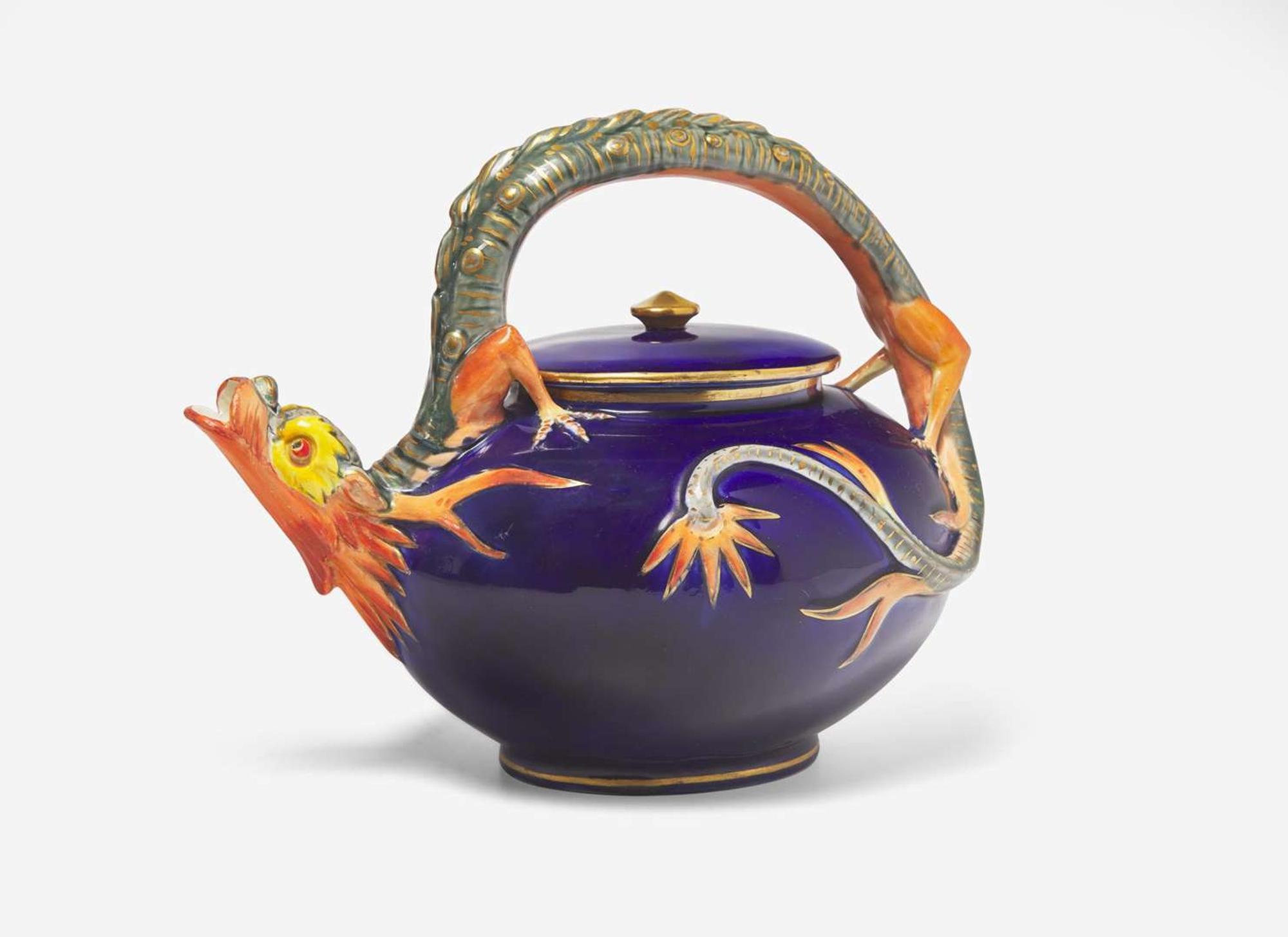 A Wedgwood Majolica Dragon Teapot, UK, 1872