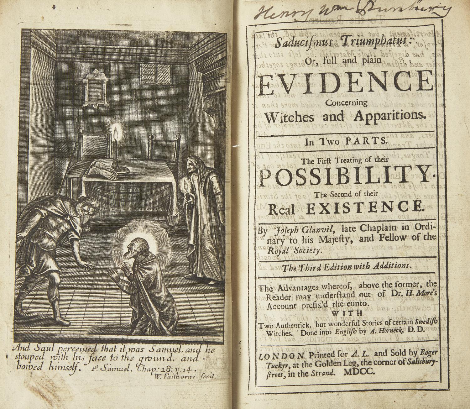 [Witchcraft] Glanvil, Joseph, and Henry More, and Anthony Horneck. Saducismus Triumphatus: Or, full and plain Evidence Concerning Witches and Apparitions...