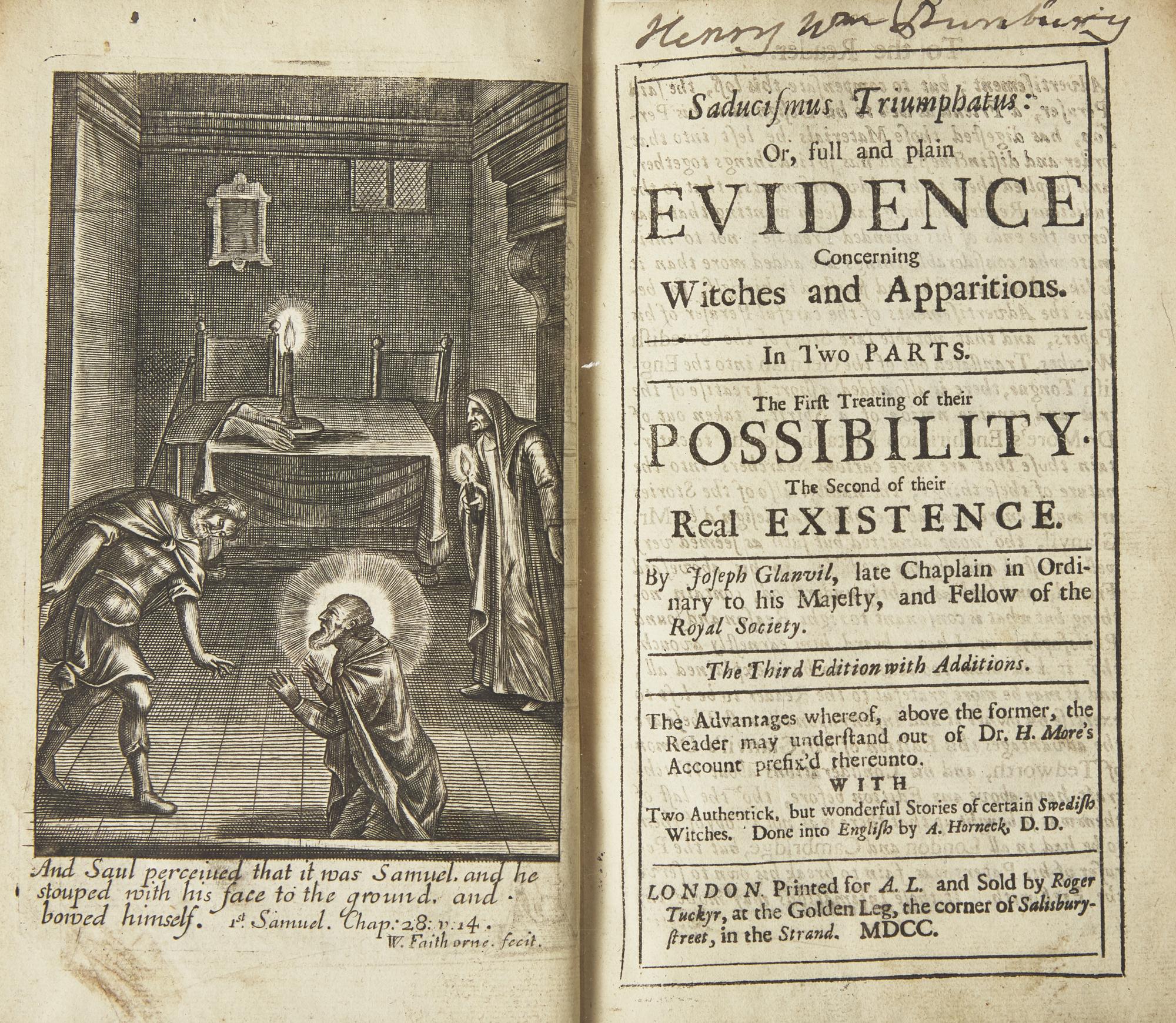 [Witchcraft] Glanvil, Joseph, and Henry More, and Anthony Horneck. Saducismus Triumphatus: Or, full and plain Evidence Concerning Witches and Apparitions...