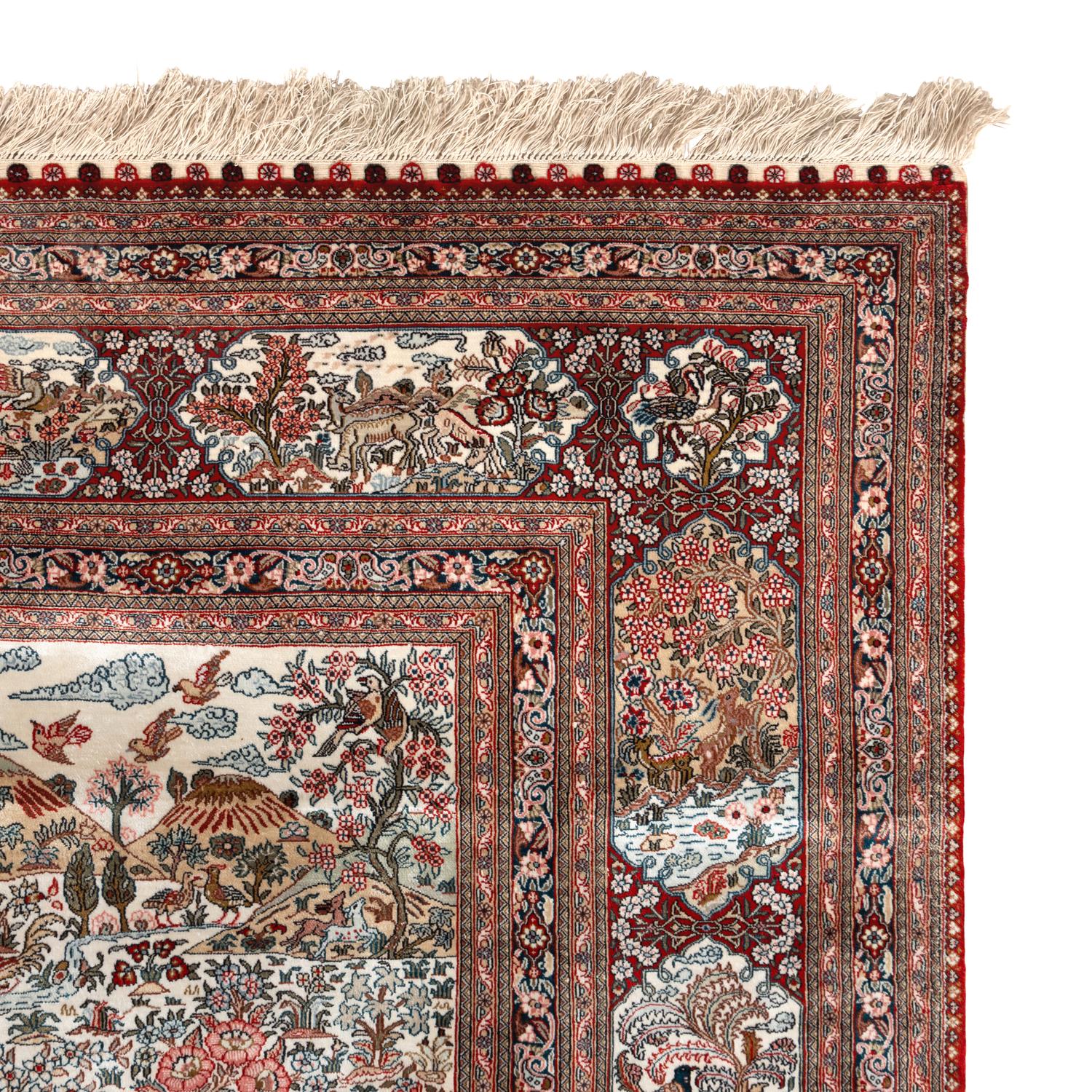 A Persian Silk Pictorial Rug