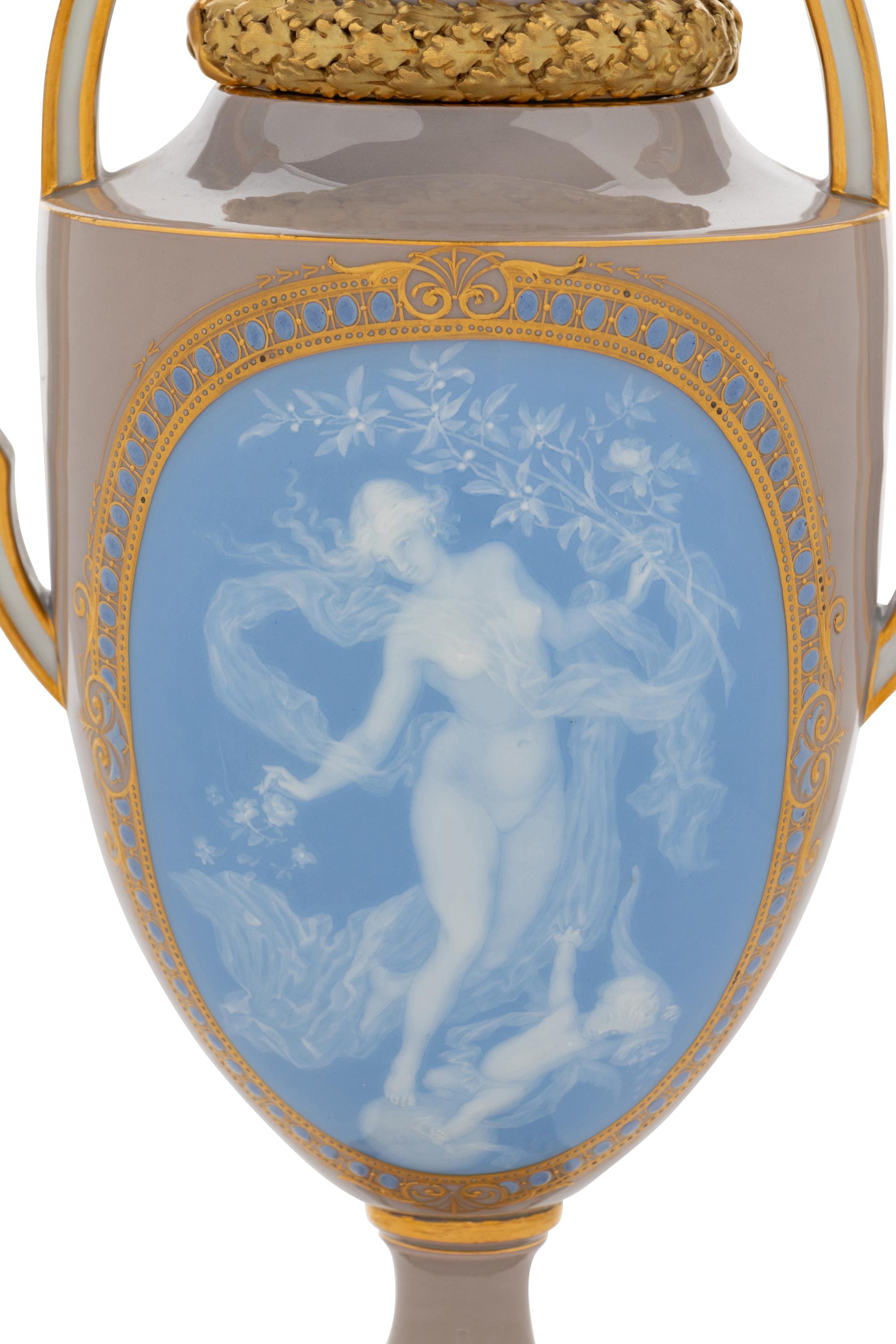 A Meissen Pate-sur-Pate Porcelain Potpourri Vase