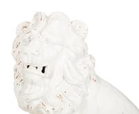 A Pair of Italian White Glazed Ceramic Seated Lions