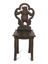 A Black Forest Carved Wood Child's Chair