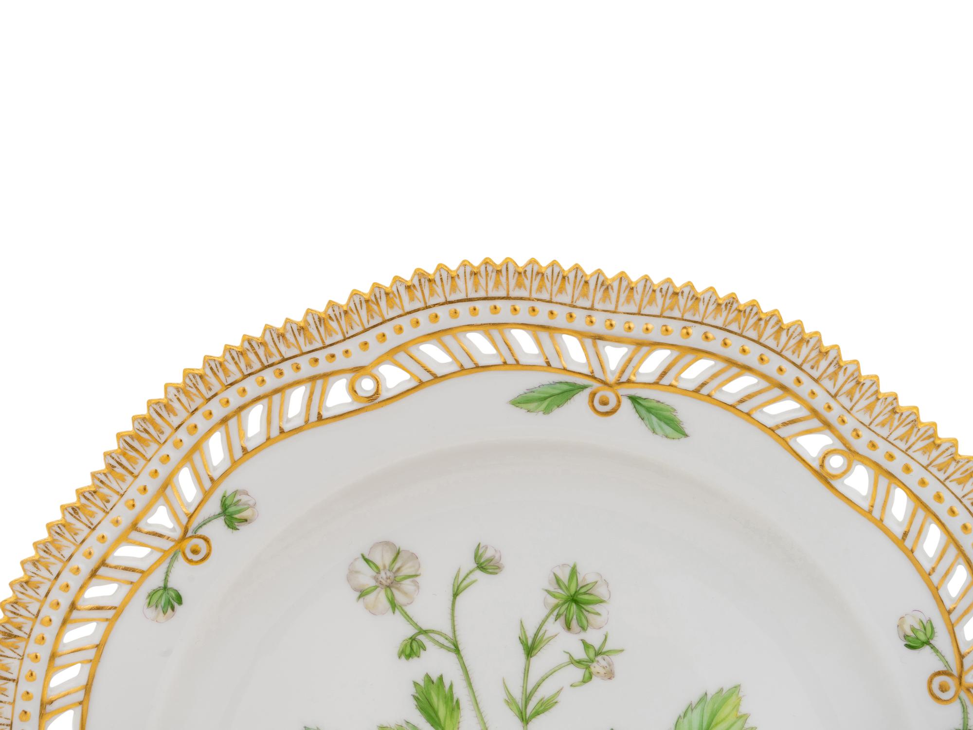 A Set of Three Royal Copenhagen Flora Danica Reticulated Luncheon Plates