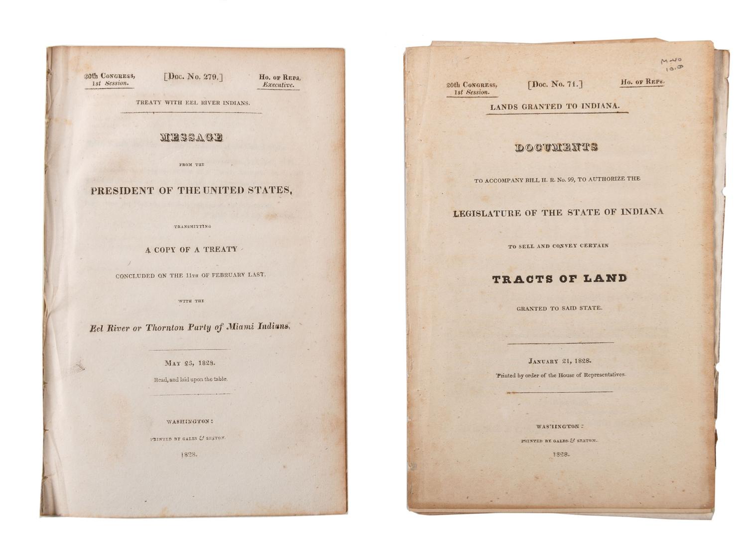 [NATIVE AMERICANS]. A group of 10 items regarding Pottawatomie and Miami Indians.