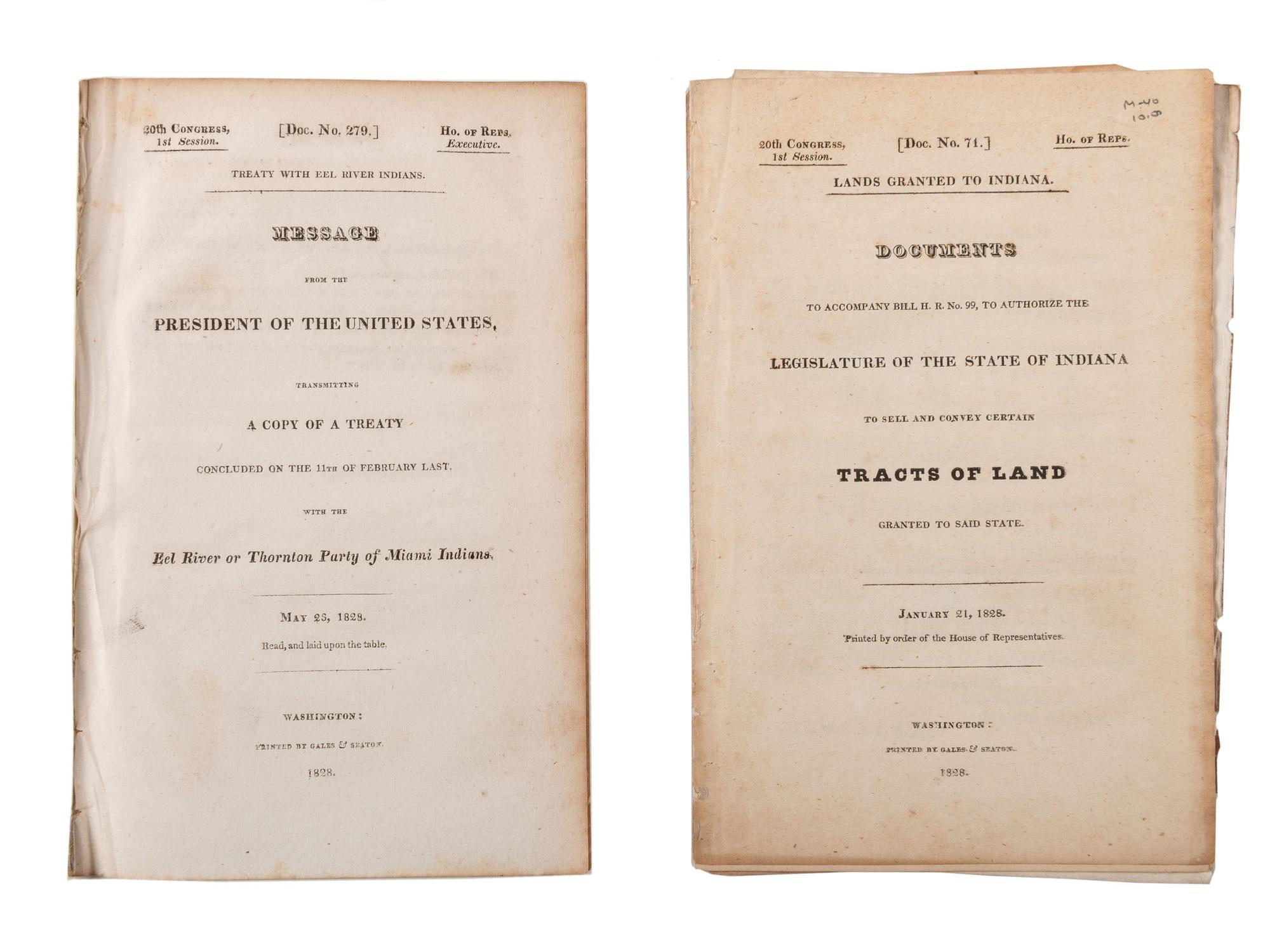[NATIVE AMERICANS]. A group of 10 items regarding Pottawatomie and Miami Indians.