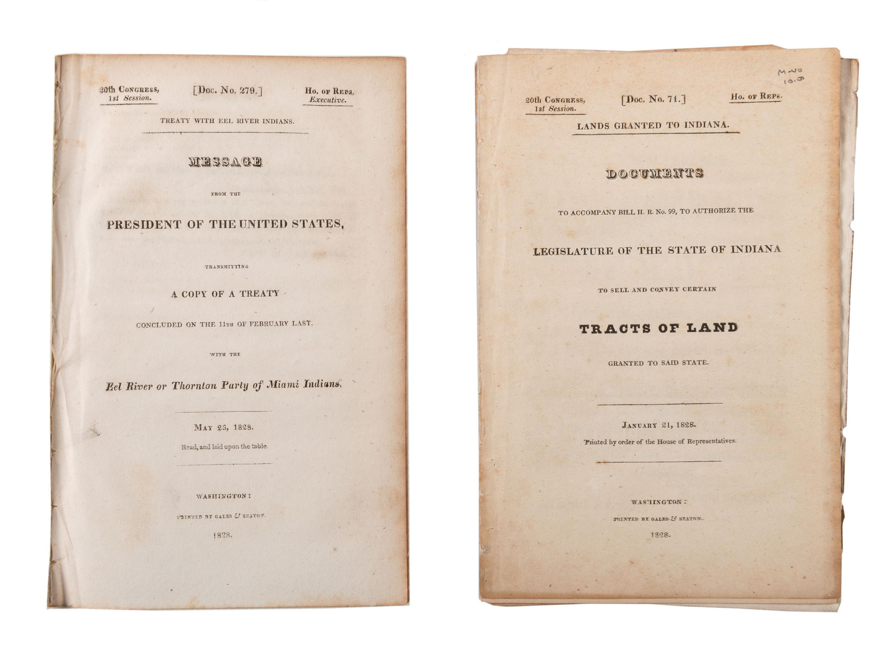 [NATIVE AMERICANS]. A group of 10 items regarding Pottawatomie and Miami Indians.