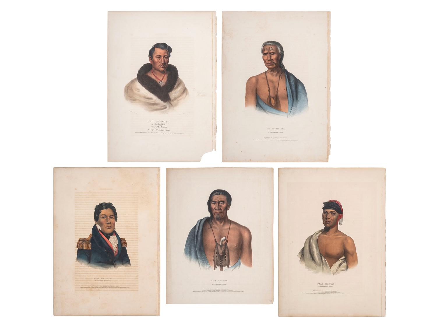 [McKENNEY & HALL]. A group of 5 large folio hand-colored lithographs. 1837-1838.