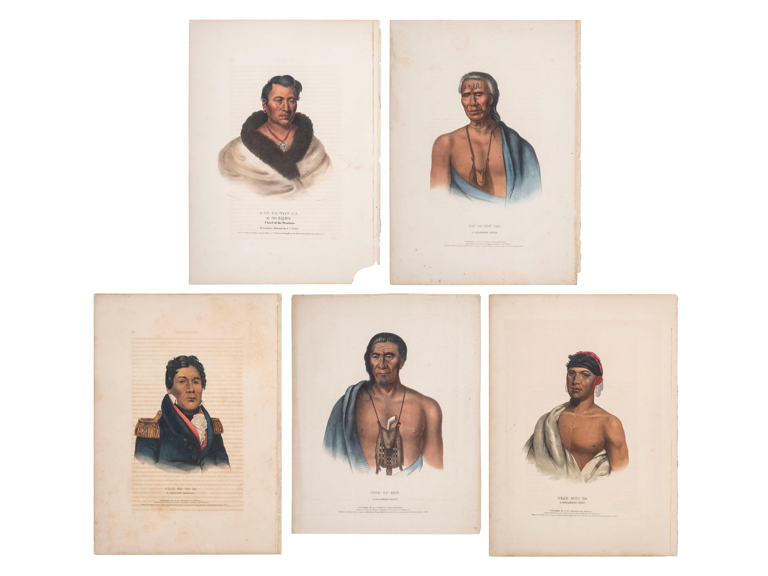 [McKENNEY & HALL]. A group of 5 large folio hand-colored lithographs. 1837-1838.