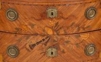 A Pair of Louis XVI Style Demilune Marble-Top Small Commodes