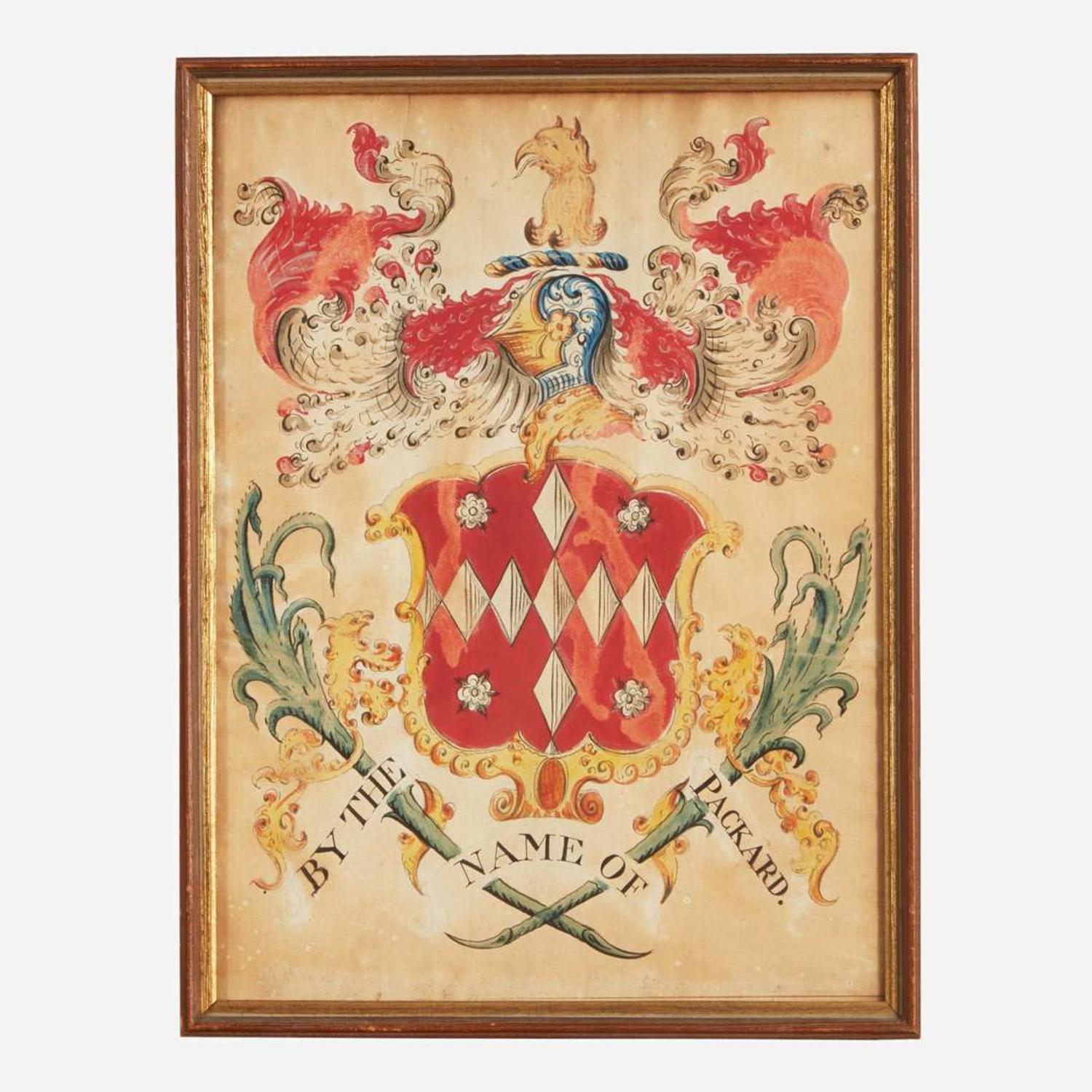 A group of four painted coats-of-arms John Coles, Sr. (1749-1809), Boston, MA, Samuel Blyth (1744-1795), Salem, MA, and other, circa 1775-1806