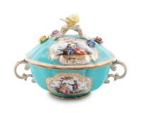A Meissen Painted and Parcel Gilt Porcelain Covered Tureen