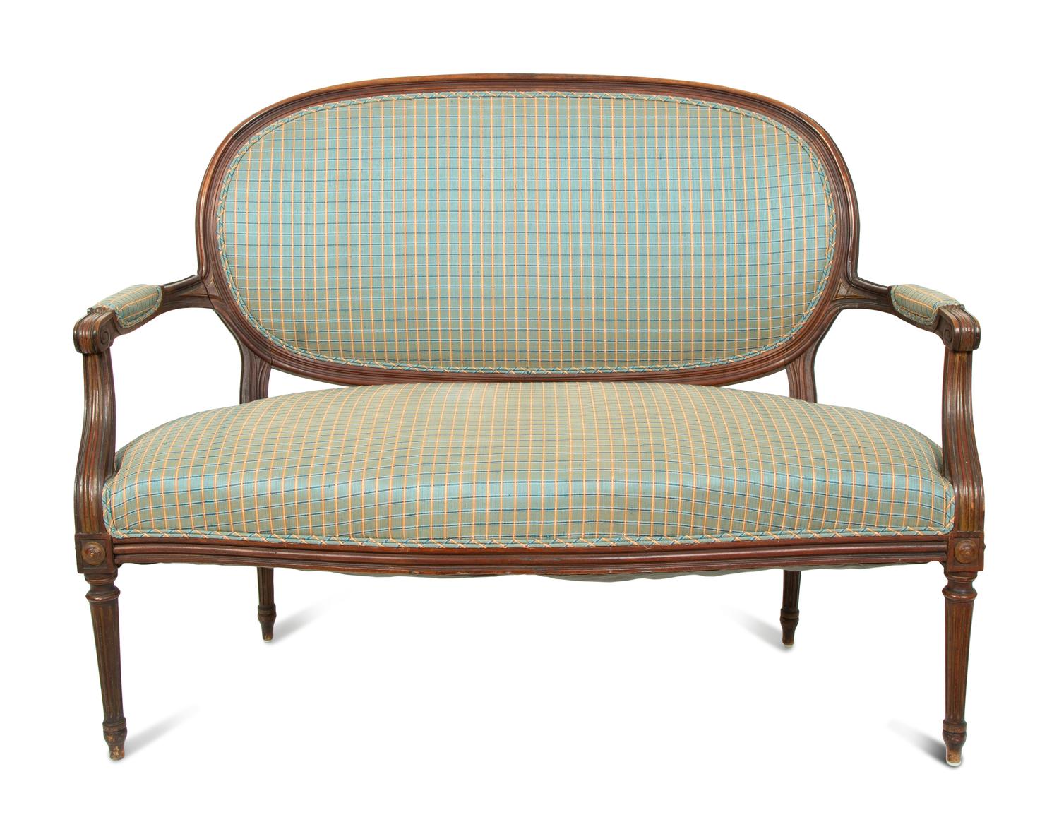 A Louis XVI Style Carved Mahogany Canape — 19TH CENTURY