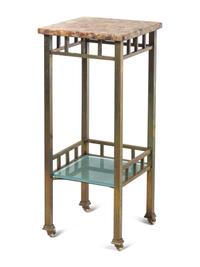 A Brass Marble-Top Pedestal
