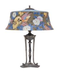 Reverse Painted Birds of Paradise Lamp