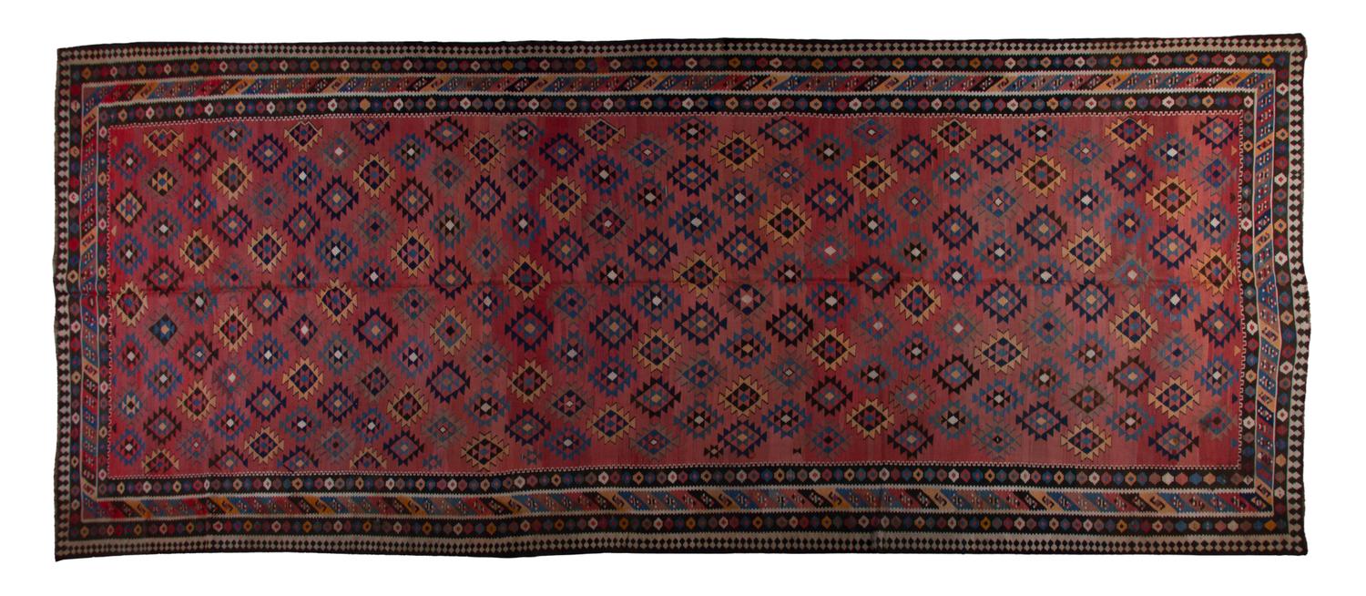 A Kilim Wool Rug, 7 feet 6 inches x 19 feet.