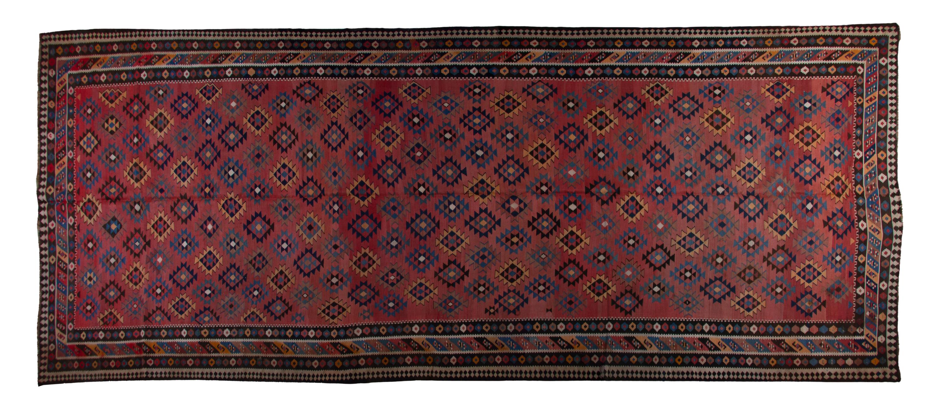A Kilim Wool Rug, 7 feet 6 inches x 19 feet.
