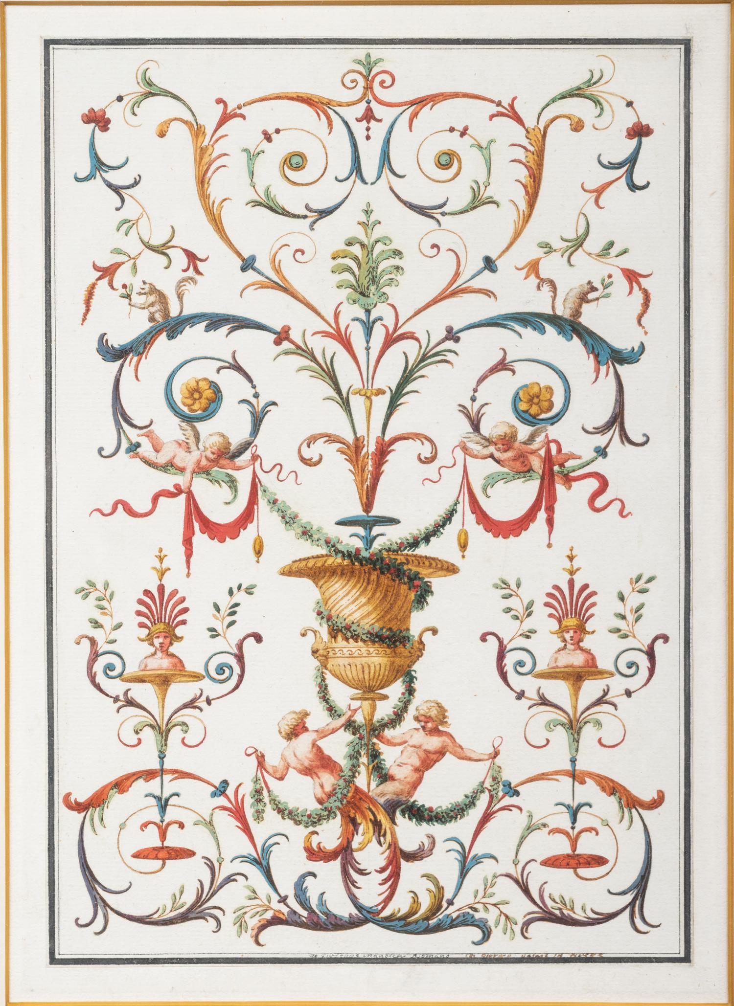 A Set of Eight Neoclassical Watercolor Illustrations