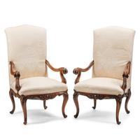 A Pair of Italian Walnut Armchairs