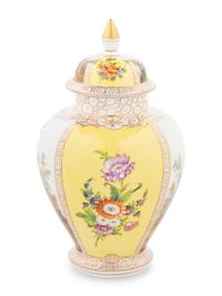 A Dresden Porcelain Covered Urn