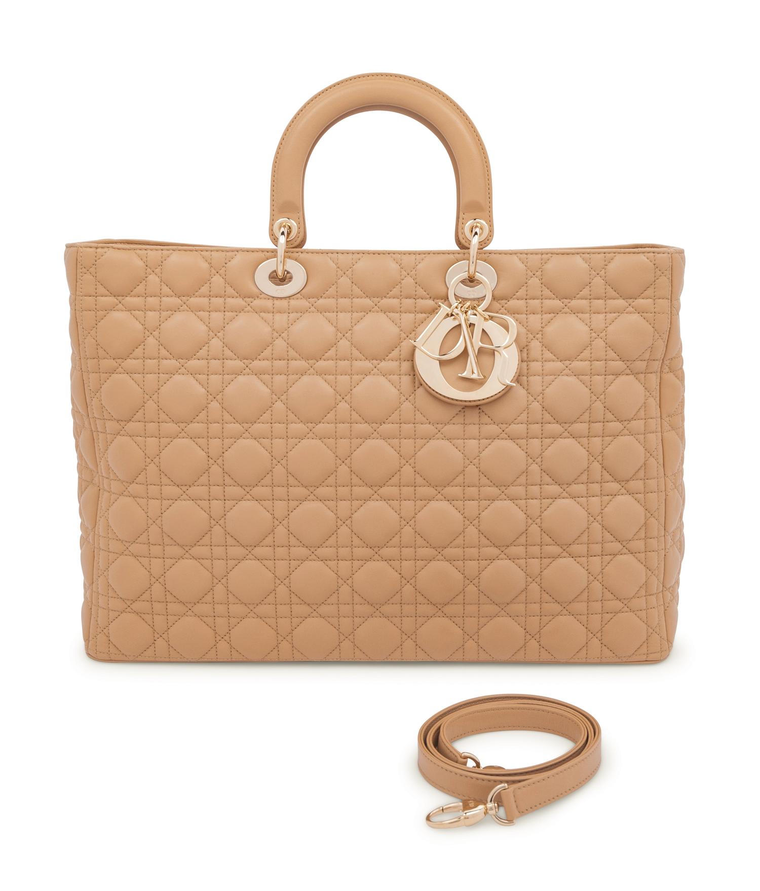 Christian Dior Tan Cannage Large Lady Dior Bag, 2010
