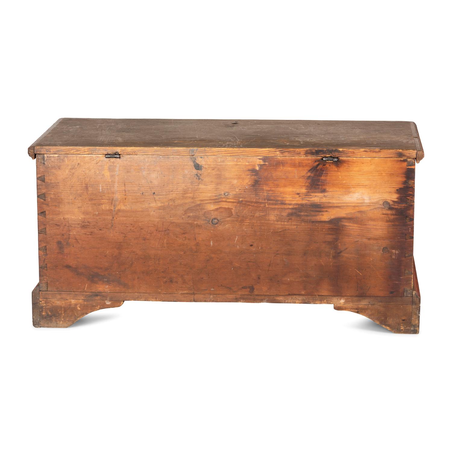 A Chippendale Grain and Polychrome Paint Decorated Pine Blanket Chest