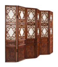 A Chinese Six Panel Hardwood Screen