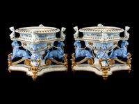A Pair of German Neoclassical Style Porcelain Jardinieres