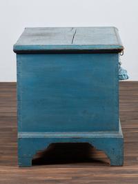 A Country Blue Painted Poplar Blanket Chest