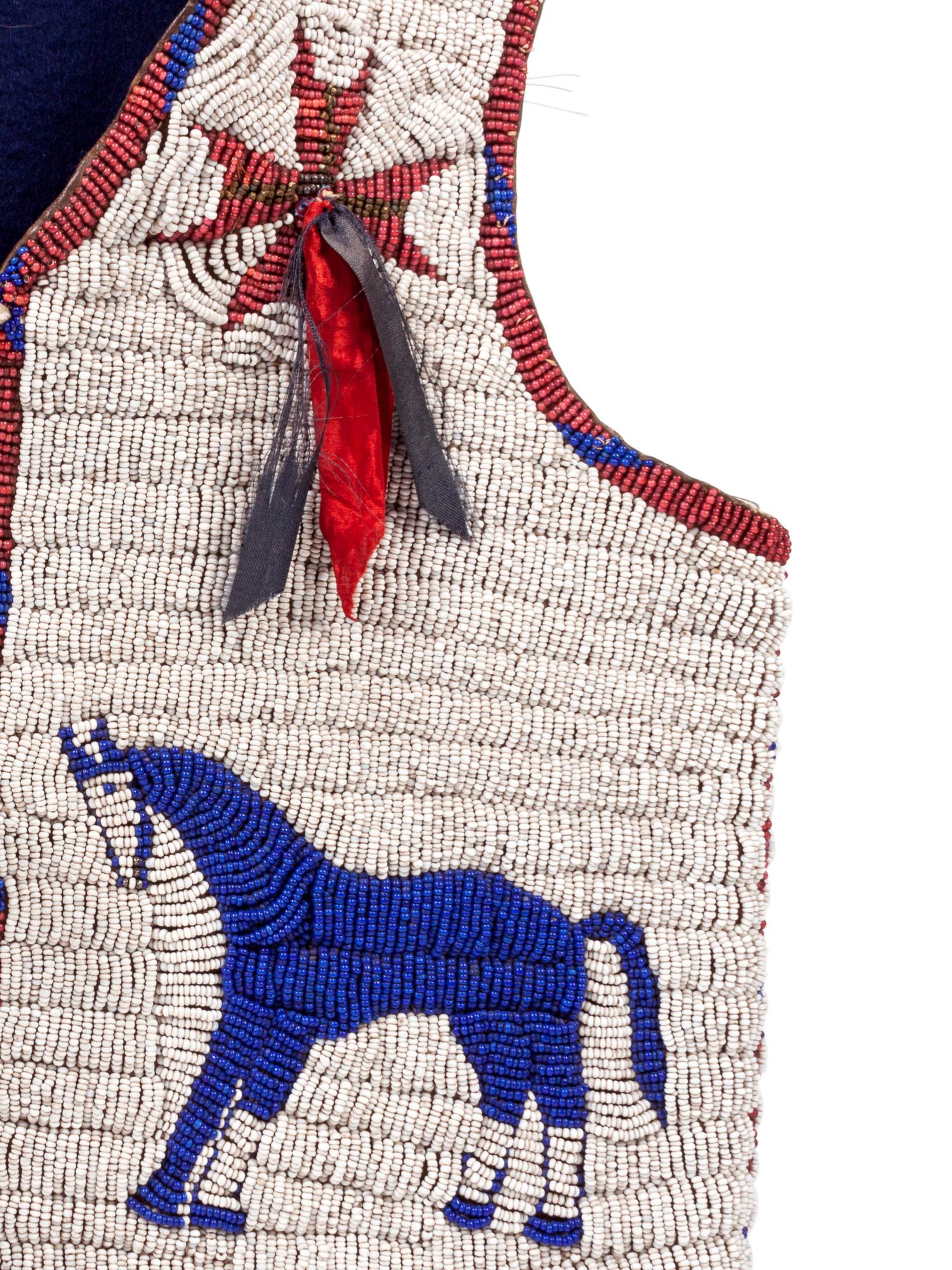 Sioux Child's Pictorial Beaded Hide Vest, with Ponies, Buffalo, and Eagle