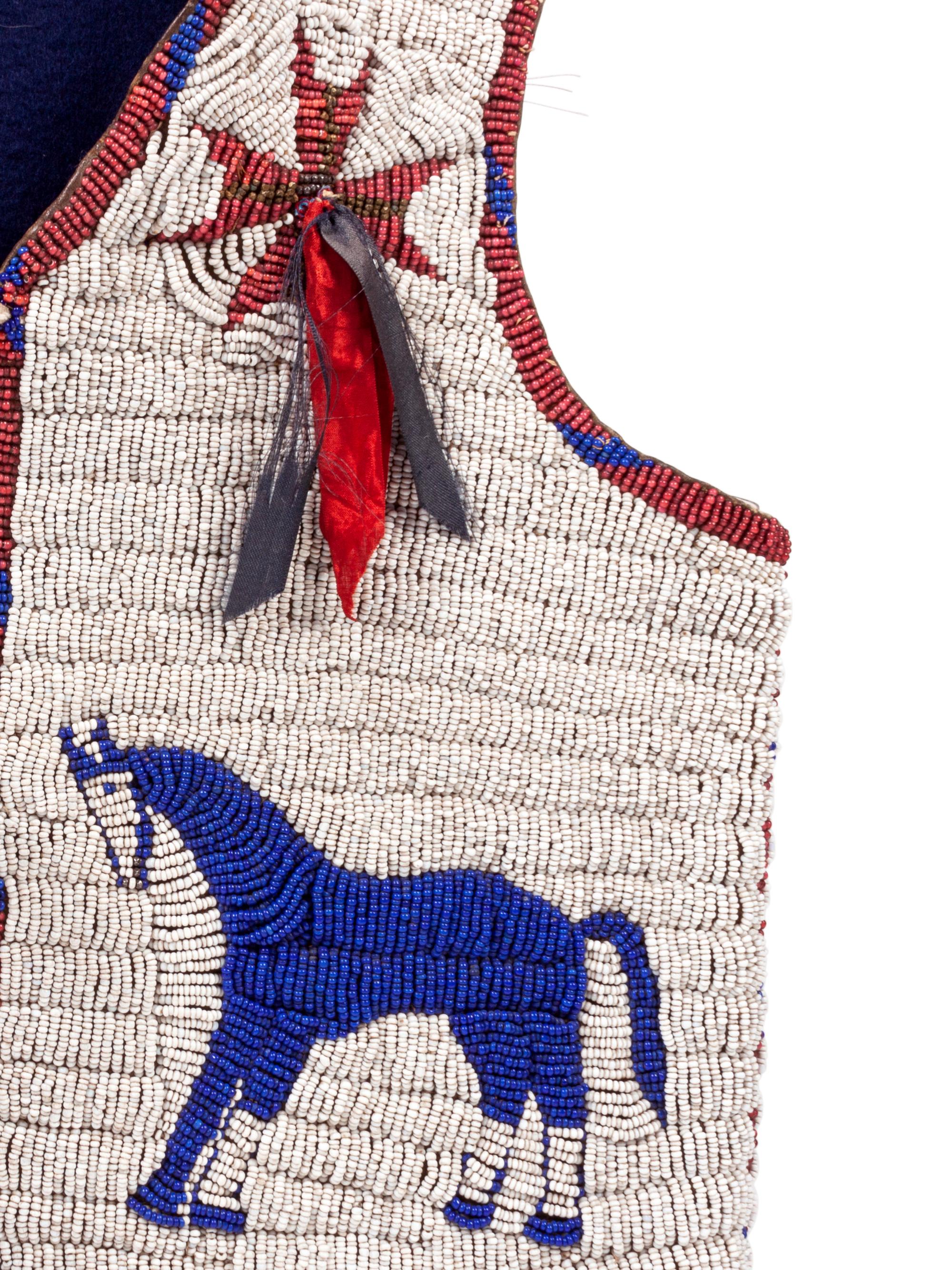 Sioux Child's Pictorial Beaded Hide Vest, with Ponies, Buffalo, and Eagle