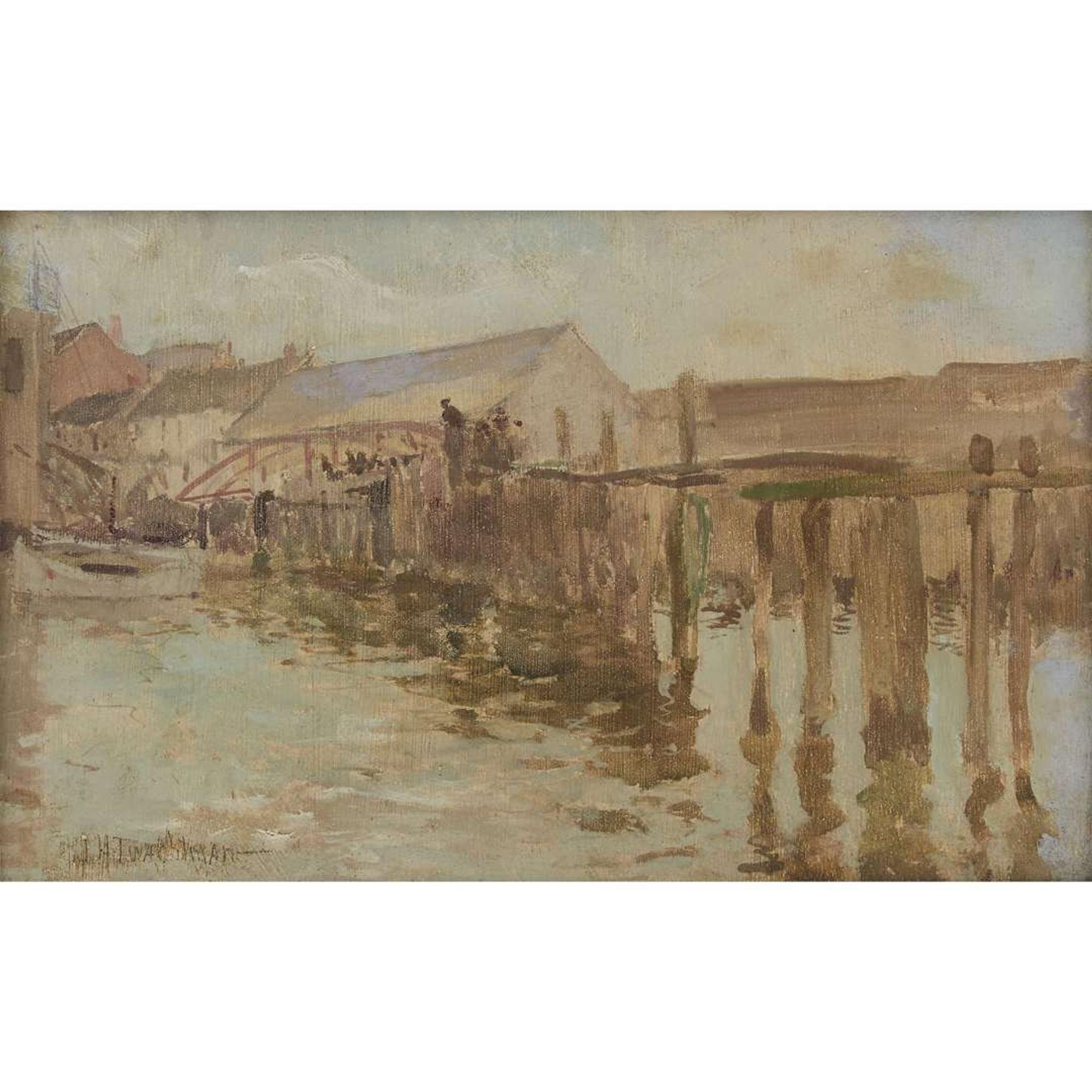 JOHN HENRY TWACHTMAN (AMERICAN 1853–1902) "THE LANDING, NEWPORT"